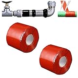 GINVF Dichtungsband Wasserleitung, wasserdichtes selbstklebendes Silikonkautschukband, Leckreparaturband für Wasserrohre, Heizungsrohre, Eisenrohre, PVC-Rohre - 2 STK (Size : Red 2.5cm*3m*1mm)