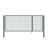 Home Deluxe - Doppelflügel Gartentor - inkl. Griff, Schloss, Schlüsseln und Bodenverriegelung - ca. 140 x 350 cm - Farbe: Grün | Gartenpforte Einfahrtstor Hoftü