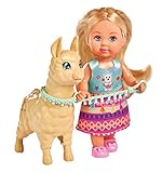 Simba Evi Love Puppe im süßen Outfit mit Alpaka und Leine / 12cm / Für Kinder ab 3 Jahren, 105733497