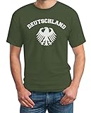 Deutschland Adler Weiss Cooles Fan Motiv Fanshirt EM WM Olympiade T-Shirt XL Olivgrü