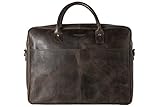 HOLZRICHTER Berlin - Briefcase (M) Premium Aktentasche aus Leder - Handgefertigte Große Laptoptasche - Ledertasche für Herren und Damen - dunkel-b