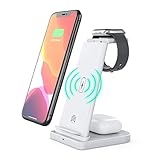 CXPL Kabelloses Ladegerät, 3-in-1, Qi-zertifizierter, abnehmbarer kabelloser Ladeständer für AirPods Apple Watch, Schnelllade-Dockingstation für 12/11 Pro/XR/XS (weiß)