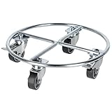 KADAX Pflanzenroller aus Stahl, Blumenuntersatz mit Rollen, Transportroller, Rollbrett, runder Blumenbehälter, Pflanzenständer, Kübelroller, Blumenroller (⌀ 30 cm, Silber)