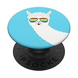 Lustige LGBT Gay Pride Llama Regenbogenflagge Sonnenbrille Alpaka PopSockets mit austauschbarem PopGrip