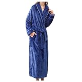 WOBANG Damen Herren Bademantel Baumwolle Lange Morgenmantel Leicht Saunamantel Nachtwäsche Langarm Kimono Robe Hausmantel mit Taschen Pyjama C187