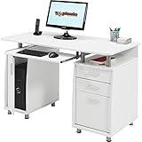 Piranha Großer Computertisch mit 3 Schubladen und einem Unterschrank in weiß PC 2