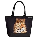 VON LILIENFELD Handtasche Damen Motiv Leopard Raubkatze Shopper Maße cm L42 x H30 x T15 Strandtasche Henkeltasche Bü