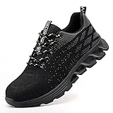 Quiteyan Arbeitsschuhe Herren Sicherheitsschuhe,Herren Damen Leicht Schutzschuhe Stahlkappe Sportlich Anti-Smashing Anti-Piercing Atmungsaktiv Schuhe,Grey▁40