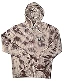 True Religion Men's Tie Dye Long Sleeve Zip Up Hoodie, Gilded Beige/White, XX-Larg