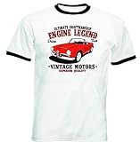 TEESANDENGINES Herren T-Shirt Alfa Romeo Giulietta Spider Veloce Schwarz Ringer Gr. L, weiß