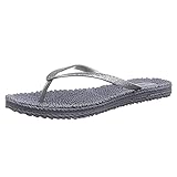 Ilse Jacobsen Damen Sandalen flach | Flip Flops mit Riemen | Schuhe mit Sohle aus Bast | Glitter Look | CHEERFUL01,Grau (Grau (006)),37 EU