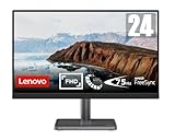 Lenovo L24i-30 Gaming-Monitor 23,8 Zoll FullHD (1920 x 1080, IPS, 4 ms, 75 Hz, HDMI VGA-Eingang, HDMI-Kabel, FreeSync, Metallsockel und Smartphone-Halterung) verstellbar Rabenschwarz/Metallsock