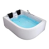 Home Deluxe - Whirlpool Badewanne - Blue Ocean XL weiß Rechts mit Massage für 2 Personen - Maße: 180 x 120 x 65 cm | Eckwanne, 2 Personen, Indoor J