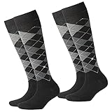 Burlington Damen Kniestrümpfe Marylebone 2er Multipack 36-41 Mehrfarbig kariert 75% Schurwolle Businesssocken, Größe:36-41, Packgröße:2 Paar, Farbe:Black (3000)