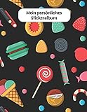 Mein persönliches Stickeralbum: Süßigkeiten schwarz Motiv | Din A4 Blanko | 35 Seiten Silikonfreies Papier | Geschenk