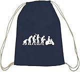 Shirtstreet24, EVOLUTION MOTORROLLER, Mofa Baumwoll natur Turnbeutel Rucksack Sport Beutel, Größe: onesize,dunkelb