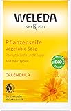 WELEDA Bio Calendula Pflanzenseife, vegane Naturkosmetik Handseife mit ätherischen Ölen reinigt und pflegt die Haut besonders sanft, erzeugt einen cremigen Schaum (1 x 100 g)