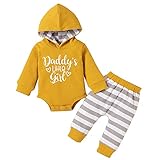 JERFER Baby Body Strampler + Hose mit Kapuze, Hoodie Langarm Niedlicher Bedruckter Mantel + Gestreifte Hose Freizeit Zw