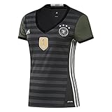 adidas Damen UEFA Euro 2016 DFB Auswärtstrikot Replica Trikot, Dark Grey Heather/Off White/Base Green S15, XXS