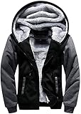 SNCAIZG Sweatjacke Herren Hoodie Fleece Innenseite Kapuzenpullover Winter Warm Pullover Mit Kapuze Verdickte Kapuzenjacke Casual Hooed Dicke MäNtel Mit ReißVerschluss (Color : Black Gray, Size : XXL)