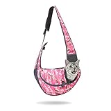 Galatée Haustiertragetuch, Katzentragetuch Mit 1 Taschen, Kleine Hundekatzen-Reisetrage Mit Atmungsaktivem Netzbeutel, Schultertragetasche Für Outdoor-Walking-u-Bahn（S, R