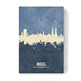 artboxONE Leinwand 30x20 cm Städte Kassel Germany Skyline Navy von Michael Tomp