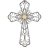 Lechesis Wanddekoration aus Metall mit mehrlagigem Design, rustikal, groß, zum Aufhängen, Kunstdekoration für Zuhause, Kirchen, 61 cm, Schwarz mit G