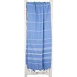 ZusenZomer Hamamtuch XXL Groß 160x215 Sultan Pestemal -Hammam Tuch Saunatuch Strandlaken - 100% Hochwertige Baumwolle - Oeko-TEX® - Fair Trade (Marine Blau)