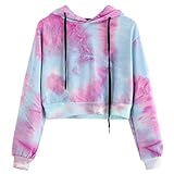 Amlaiworld Sweatshirts Herbst Frauen bunt Kapuzenpulli Damen warm Sweatshirt Sport Bluse Mode Pullover kurz bauchfrei Tops (S, Violett)