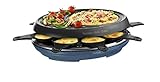 Tefal Raclette Colormania 3 in 1 Raclette-Gerät Grill und Crêpe-Antihaftbeschichtung, Easy Plus, 8 Schalen, spülmaschinenfest, 1050 W, blau Stahl RE310401