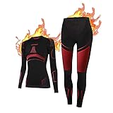 NOOYME Thermounterwäsche Damen Atmungsaktiv und Thermowäsche Set Funktionswäsche Damen Anti-bakteriell und Flexibel Skiunterwäsche Damen Warme Unterwäsche für zu Hause und Sport im Herbst W