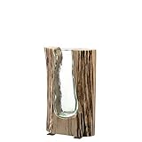 Leonardo Casolare Holz-Vase, handgefertigte Deko-Vase, formschöne Blumen-Vase aus Holz und Glas, Höhe: 255 mm, 038509