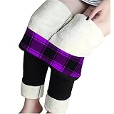 Thermoleggings Damen Leggings Verdickte Fleece GefüTterte Thermo Hose Winter Warm Hohe Taille Spleißen Strumpfleggings Blickdicht Strumpfhose Haushose Thermoleggins Fleecehose Yog