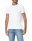 Tommy Hilfiger Herren Tommy Flag Side Tee T-Shirt, weiß, L