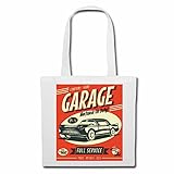 Tasche Umhängetasche TANKSTELLE TANKWART DIESEL BENZIN AUTOGAS HOT ROD US CAR MUCLE CAR V8 ROUTE 66 USA AMERIKA Einkaufstasche Schulbeutel Turnbeutel in Weiß