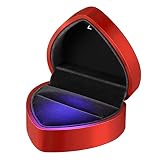 VOSAREA LED Ring Box Herzform Samt Ring Schachtel Ehering Box Schmuckschatullen Geschenkbox für Hochzeit Verlobungsring Valentinstag (Rot)