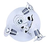 Elobra Deckenlampe Fußball Fußballlampe Rondell Kinderzimmer Wandlampe Kinderlampe mit 3 schwenkbaren Lichtspots, Silber - Weiß