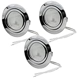 3er Set Halogen Möbeleinbauleuchte | Chrom glänzend | DIMMBAR | inklusive 12V 20Watt G4 Leuchtmittel und 15cm Anschlusskab