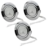 3er Set Halogen Möbeleinbauleuchte | Chrom glänzend | DIMMBAR | inklusive 12V 20Watt G4 Leuchtmittel und 15cm Anschlusskab