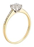 Ardeo Aurum Damenring aus 585 Gold bicolor Gelbgold Weißgold mit 0,28 ct Diamant Brillant Solitär-Ring Verlobungsring S