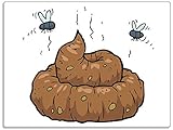 Wallario Stilvolle Glasunterlage/Schneidebrett aus Glas, Comic Scheißhaufen mit Fliegen, Größe 30 x 40 cm, Kratzfest, aus Sicherheitsg