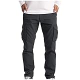 Orgrul Herren Baumwollhose Regular Fit Hose Straight Cut Cargohose Lange Freizeithose Cargo Hose Jeans mit Taschen Outdoorhose Pants für Männer S-5XL (Schwarz, M)