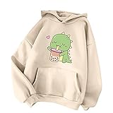 TIMIYUYU Pullover Teenager Mädchen Kawaii Hoodie Herbst Winter Kapuzenpullover Damen Pulli Casual Sweatshirt Kapuze Sport Outerwear Warme Pullover Oberteile (Beige1, S)