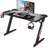 Dripex Gaming Tisch Computertisch Gaming Schreibtisch Gaming PC Schreibtisch Gamer mit Getränkehalter und Kopfhö
