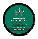 Sukin Super Greens Detox Gesichtsmaske, 100ml, entgiftet und lässt den Teint strahlen, mit Goji-Beere, Avocado, Bentonit und Baobab, für Gesicht und Hals, veg