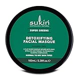 Sukin Super Greens Detox Gesichtsmaske, 100ml, entgiftet und lässt den Teint strahlen, mit Goji-Beere, Avocado, Bentonit und Baobab, für Gesicht und Hals, veg