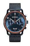 DETOMASO SORPASSO Velocita Blue Orange Herren-Armbanduhr Analog Quarz Mesh Milanese Blau B