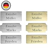 2x Klingelschild selbstklebend Briefkastenschild - Briefkasten Namensschild Türschild mit Gravur Silber Gold Witterungsbeständig verschiedene Formen und Größ