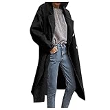 AFFGEQA Strickjacke Damen Revers langer Sweatjacke Wollmantel Dünnem Übergangsjacke Windjacke Baumwolljacke Winterparka M