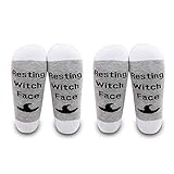 AATOP Lustige Halloween Socken Geschenk für Frauen Schlafsocken Ruhe Hexe Gesicht Socken Halloween Wortspiel Zitate mit Hexenhut Geschenk für Frauen Gr. One size, 2 Paar/Set – Mitte Wade – 1